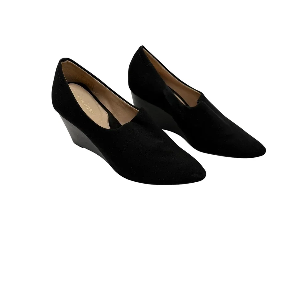 Taryn‎ Rose Yvonne Wedge Shoes Women 11 Black Stretch Scuba High Vamp Designer